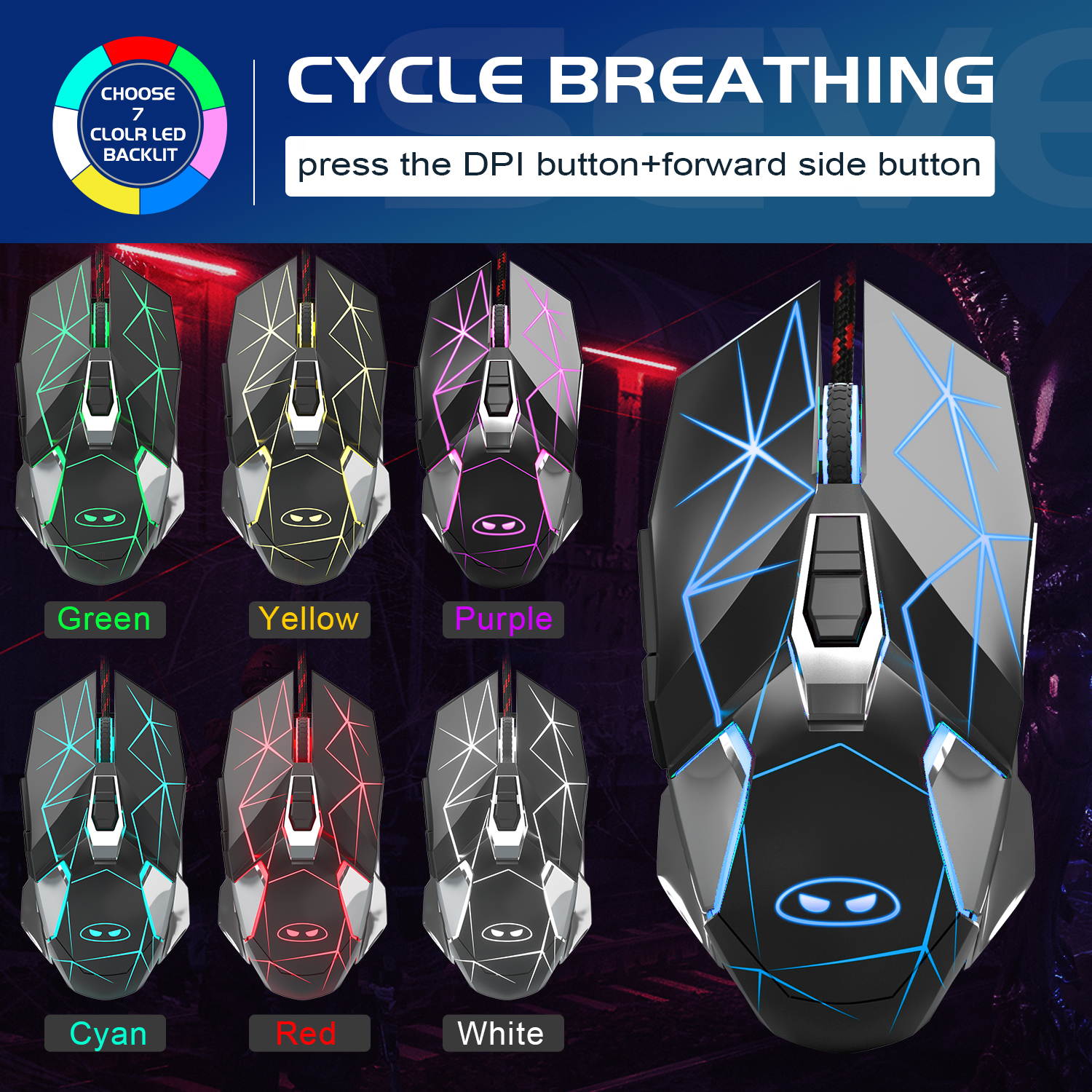 Mechanical Gaming Keyboard and Mouse Combo, MageGee MK-Storm 104 Keys Rainbow Backlit Keyboards, Black Switches, 7 Button Mouse Wired for PC Gamer Computer Laptop