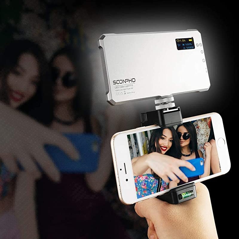 Camera LED Video Light, Dimmable Brightness Bi-Color 3200K-5600K Light Panel, Aluminum Body CRI96+, Built-in Rechargeable Battery for YouTube Studio Wedding Children Photography with Filter