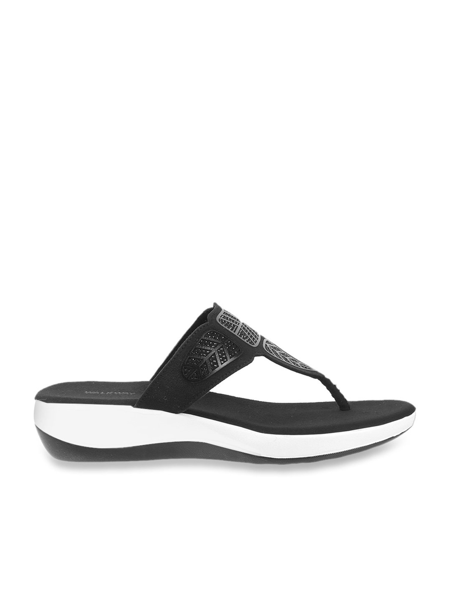 Walkway Women's Black Thong Wedges