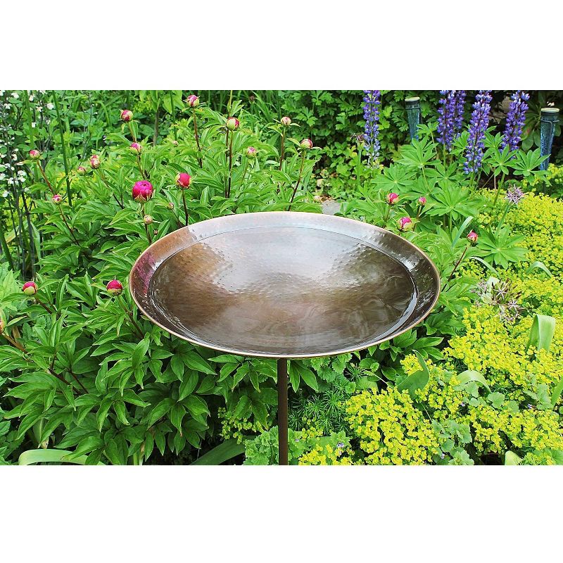 4" Wide Burnt Copper Birdbath with Stake Antique Finish - Achla Designs