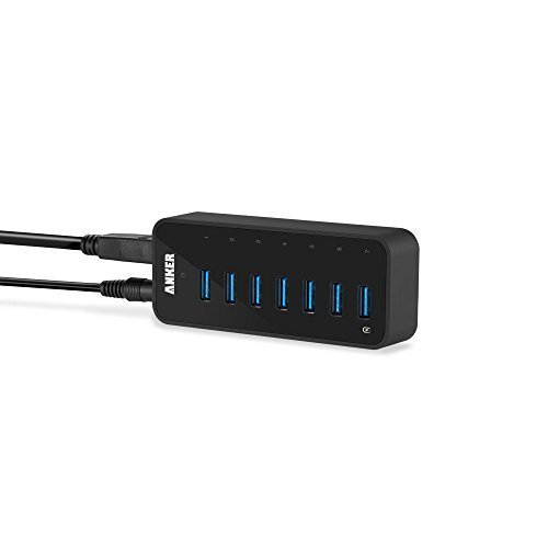 USB HUB, Anker 7-Port USB 3.0 Data Hub with 36W Power Adapter and BC 1.2 Charging Port for iPhone 7/6s Plus, iPad Air 2, Galaxy S Series, Note Series, Mac, PC, USB Flash Drives and More