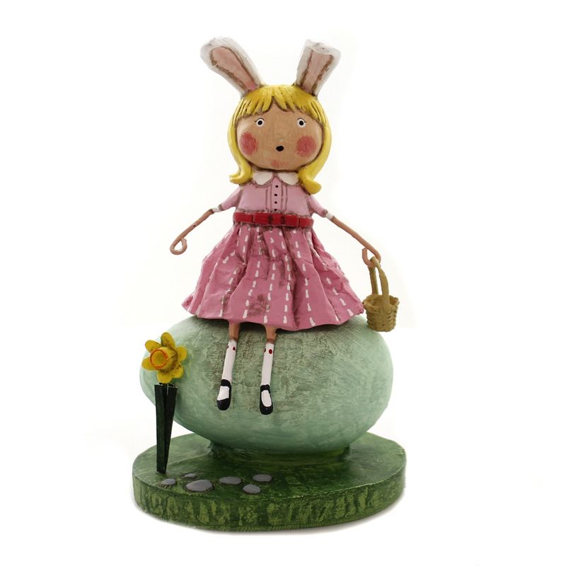 Lori Mitchell 7.0" Robin's Egg Rabbit Ears Basket Girl  -  Decorative Figurines