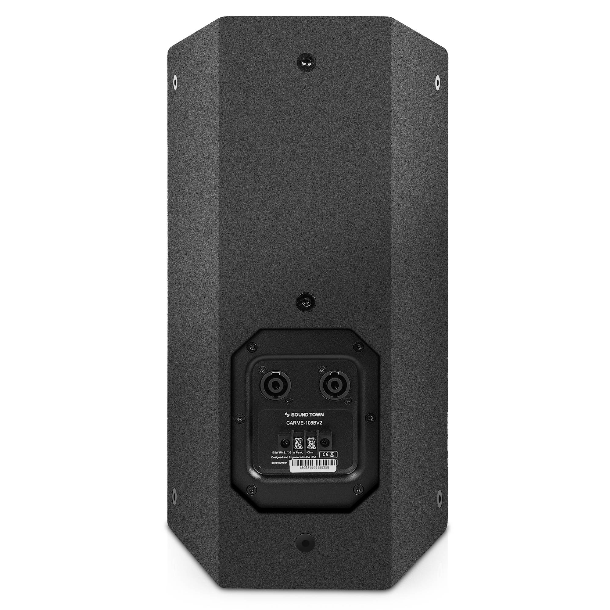 Sound Town Pair of CARME Series 8" 350W 2-Way Professional PA DJ Speakers, Black with Compression Drivers and U Brackets for Installation, Live Sound, Karaoke, Bar, Church (CARME-U108B-PAIR)