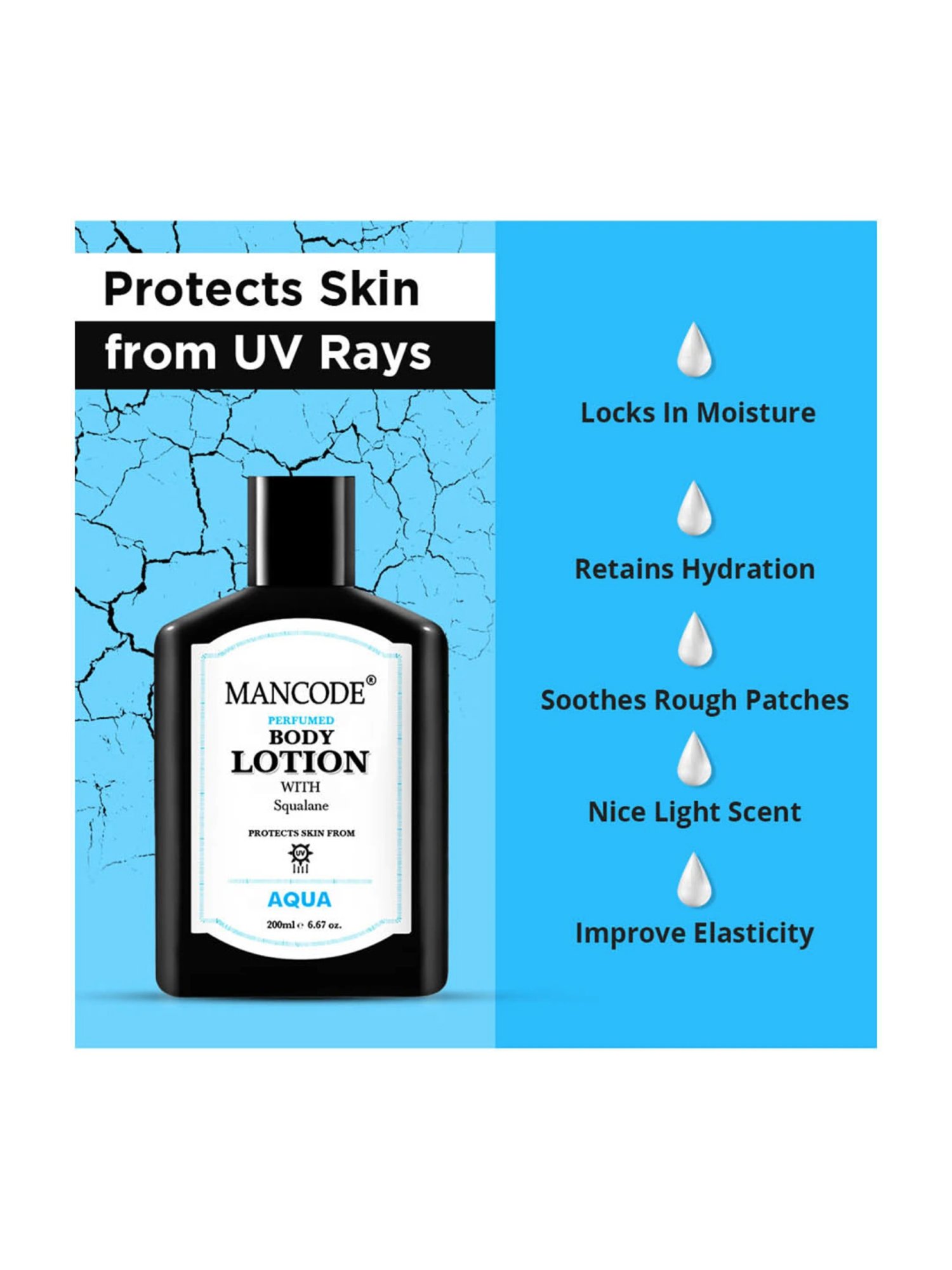 Mancode Aqua Perfumed Body Lotion with Squalane - 200 ml