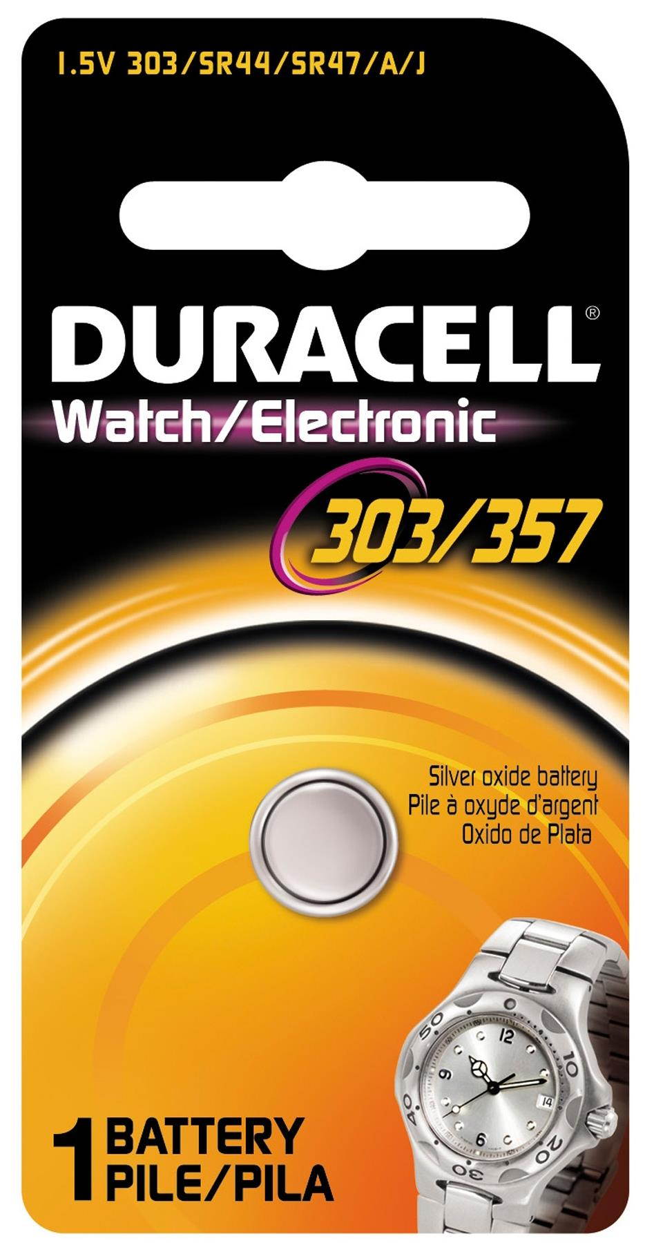 Duracell Button Cell Battery, 303/357, 1.5 V, 6/Box D303357PK