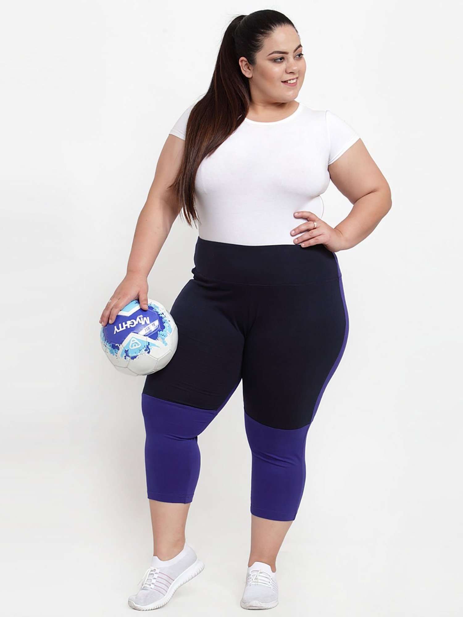 Melon by PlusS Blue Color Block Capris