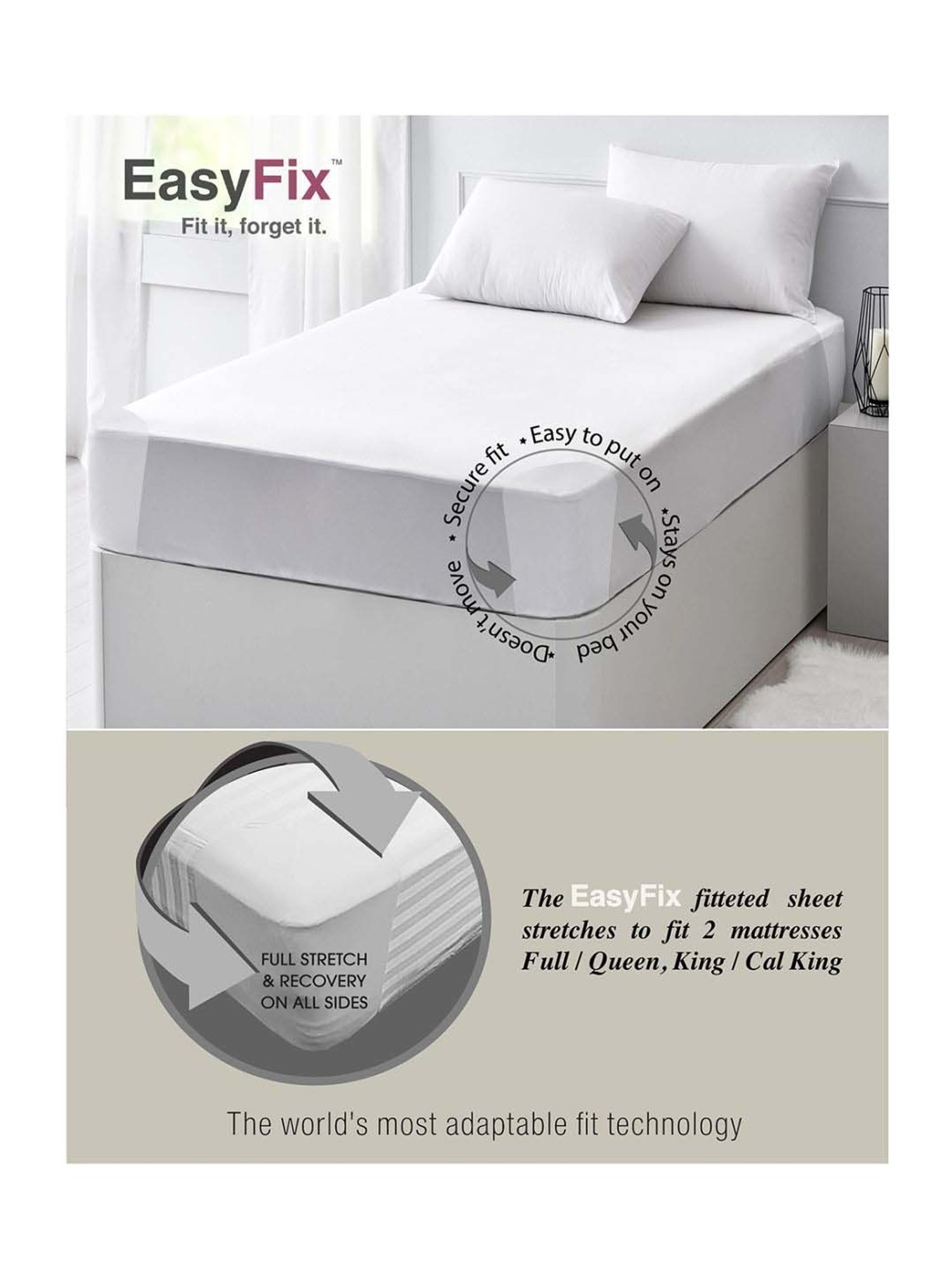 Boutique Living Signature Blue Cotton 300 TC Fitted Size Bedsheet with Pillow Cover