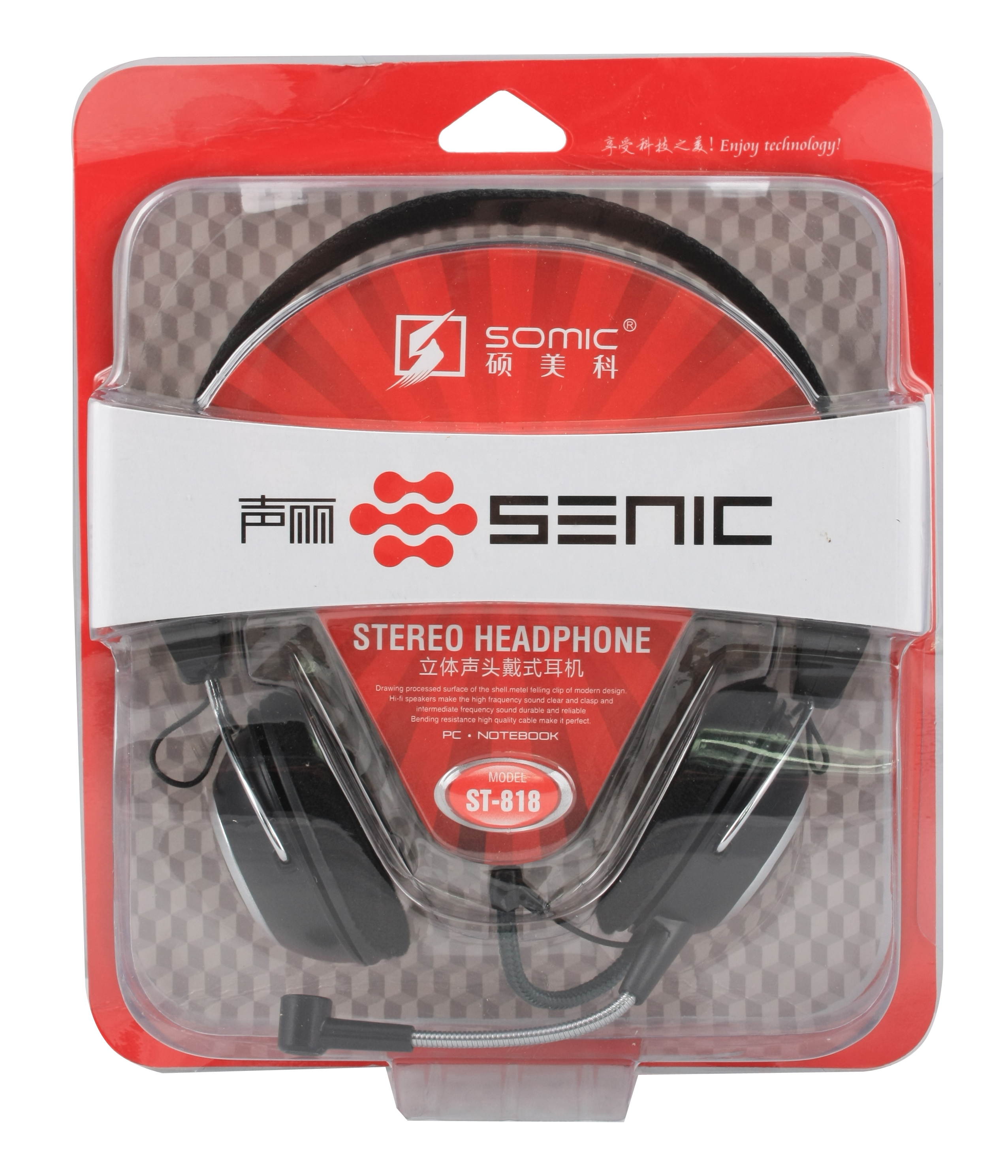 SENICC ST-818 Wired Over Ear Stereo Audio Headphones with 3.5mm Jack and Microphone for Desktop Laptop PC Skype Phone Talking