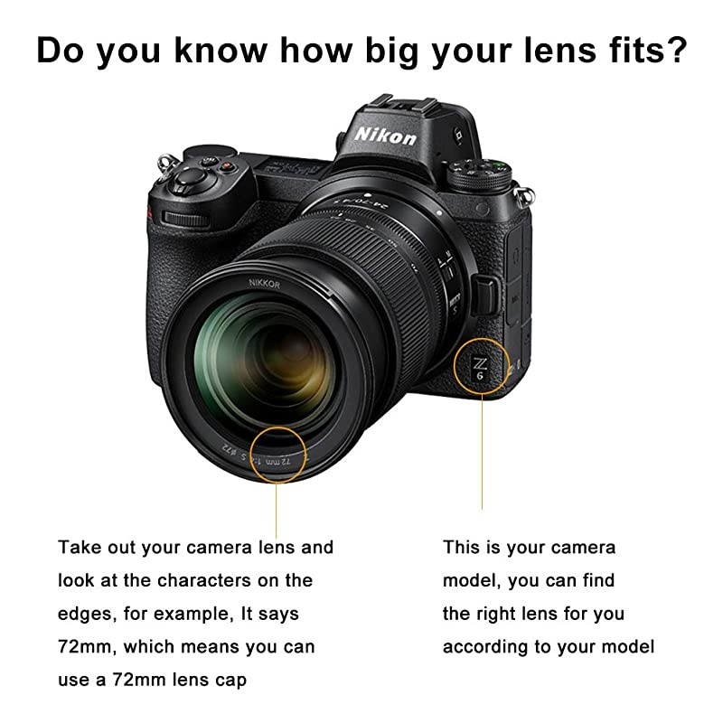 52mm Snap on Center Pinch Front Lens Cap Rear Lens Cap Body Cap Replacement for Nikon DSLR D3500 D3400 D3300 D3200 D3100 D7100 D7000 D850 P1000 D5500 D5300 Antidust Lens Protector2 Sets