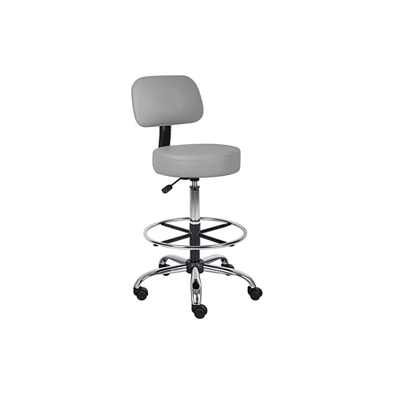 Drafting Stool with Back Cushion, Grey