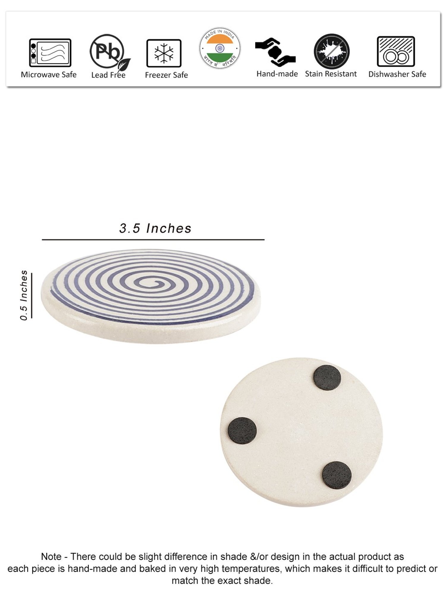 VarEesha Blue Ceramic Coasters - Set of 6