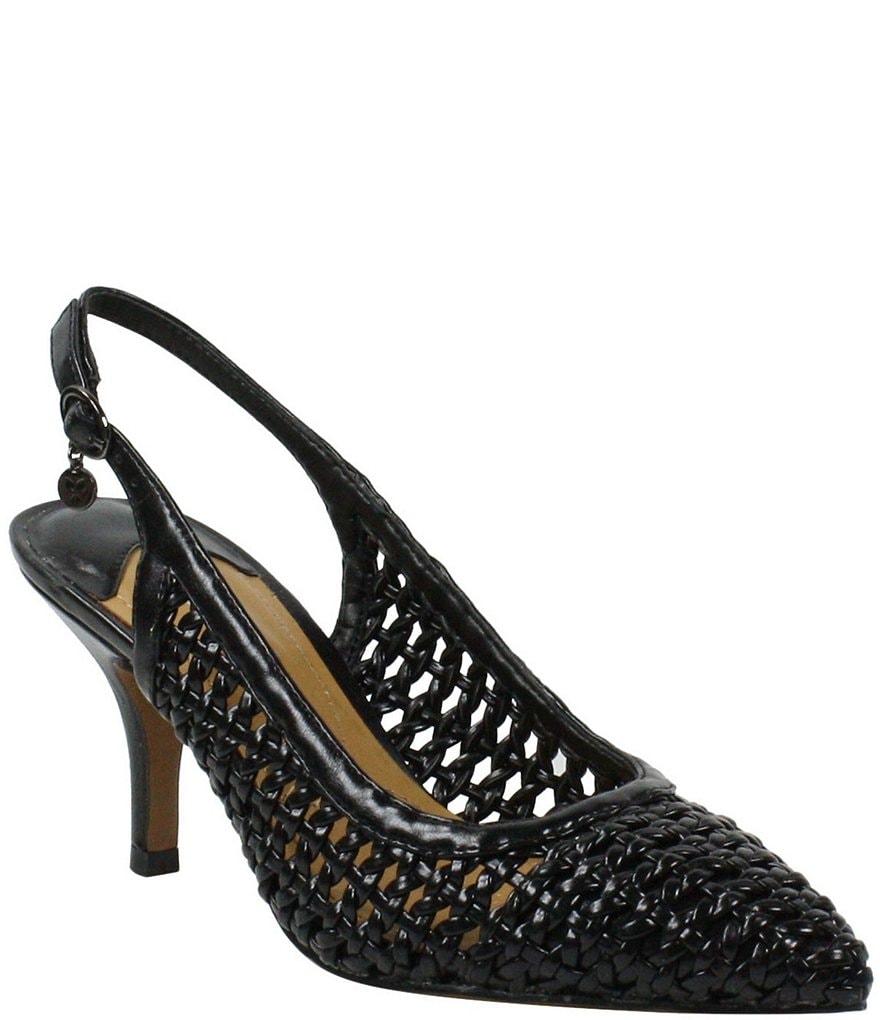J. Renee Camira Woven Leather Slingback Pumps