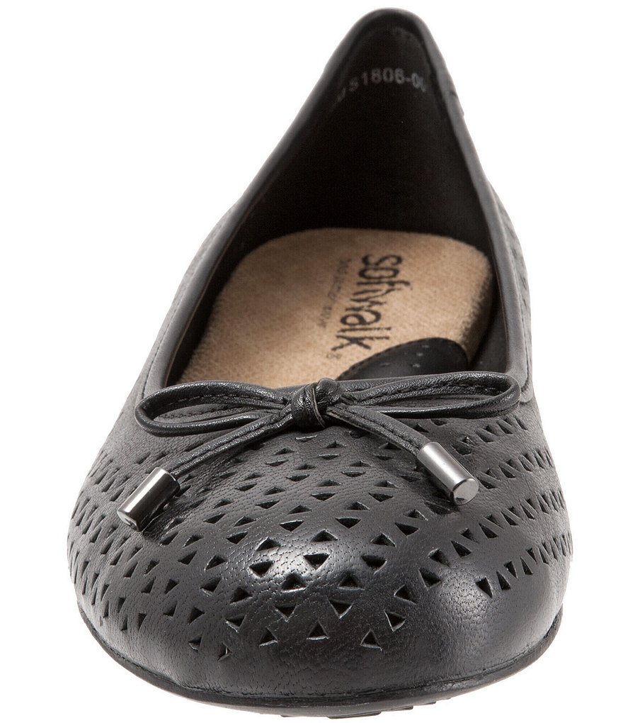 SoftWalk Napa Laser Perforated Bow Detail Ballerina Flats