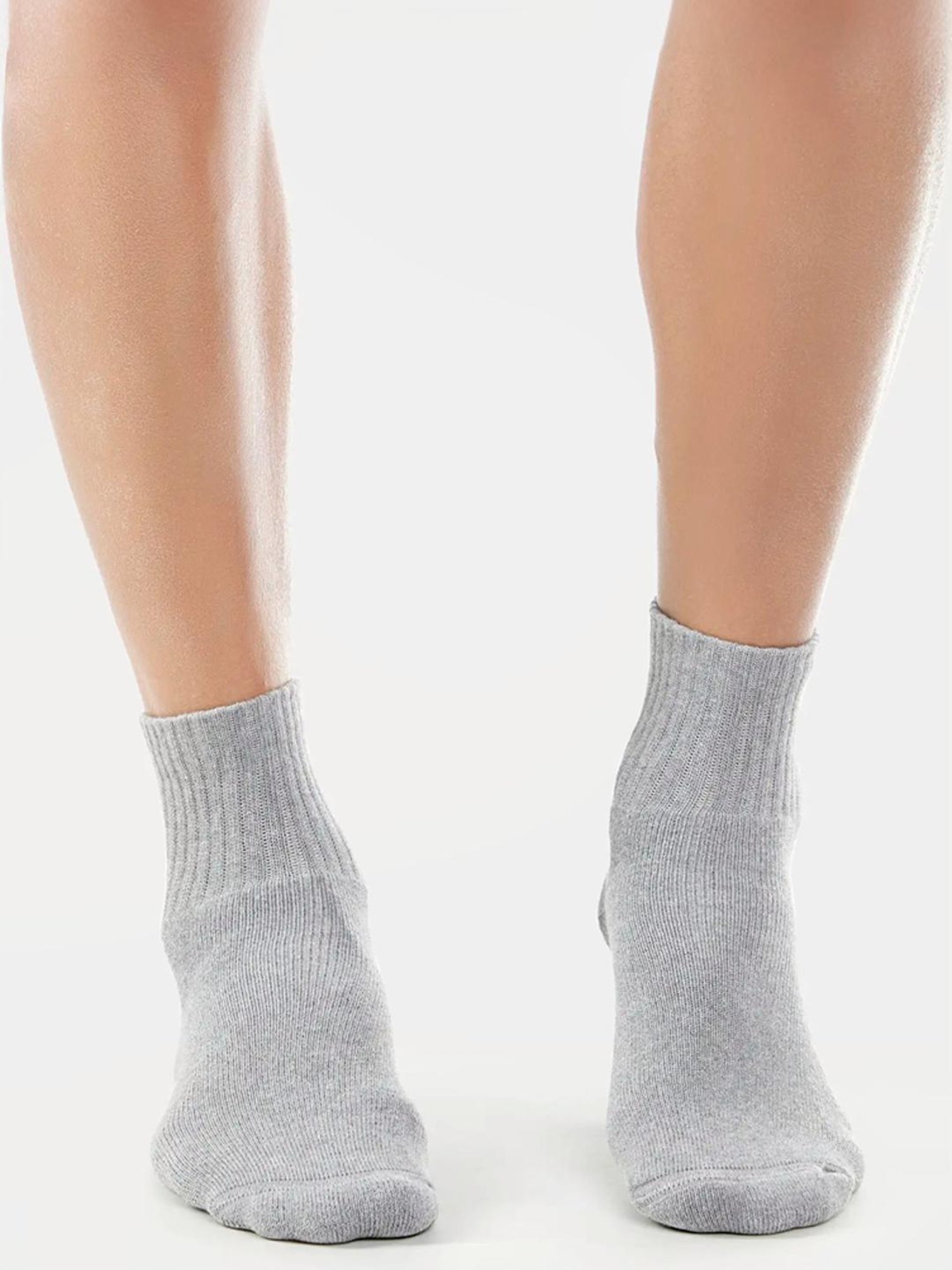 Jockey 7036 Light Grey Compact Terry Cotton Ankle Length Socks with Stay Fresh Treatment