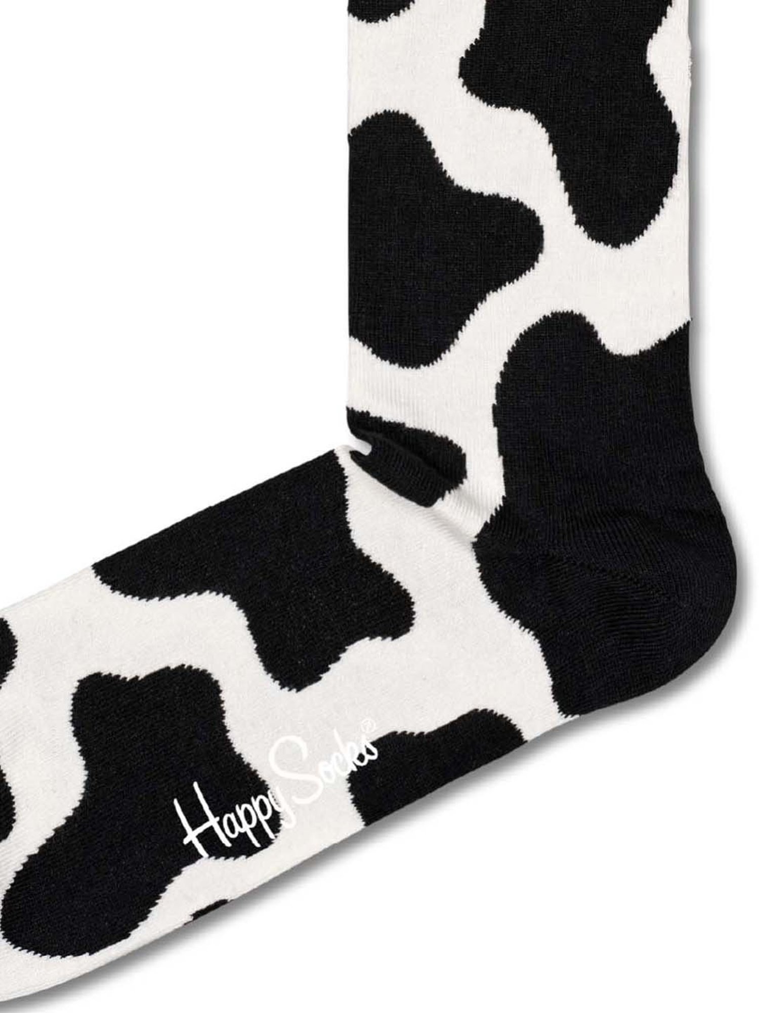 Happy Socks Cow Black & White Cotton Printed Socks (41-46)