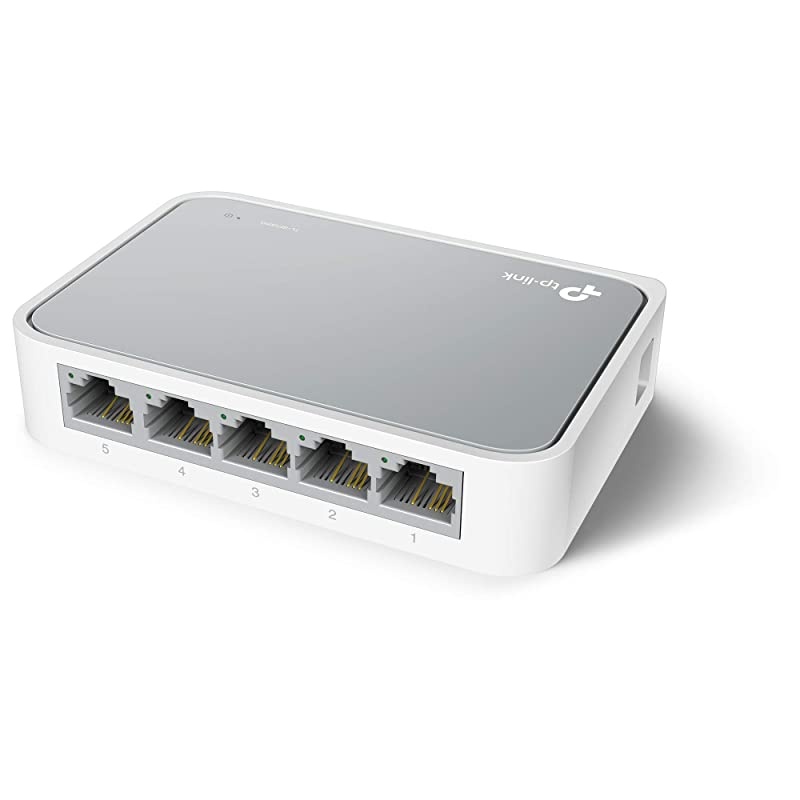 5 Port 10100 Mbps Fast Ethernet Switch | Desktop Ethernet Splitter | Ethernet Hub | Plug Play | Fanless Quiet | Desktop Design | Green Technology | Unmanaged TLSF1005DWhite