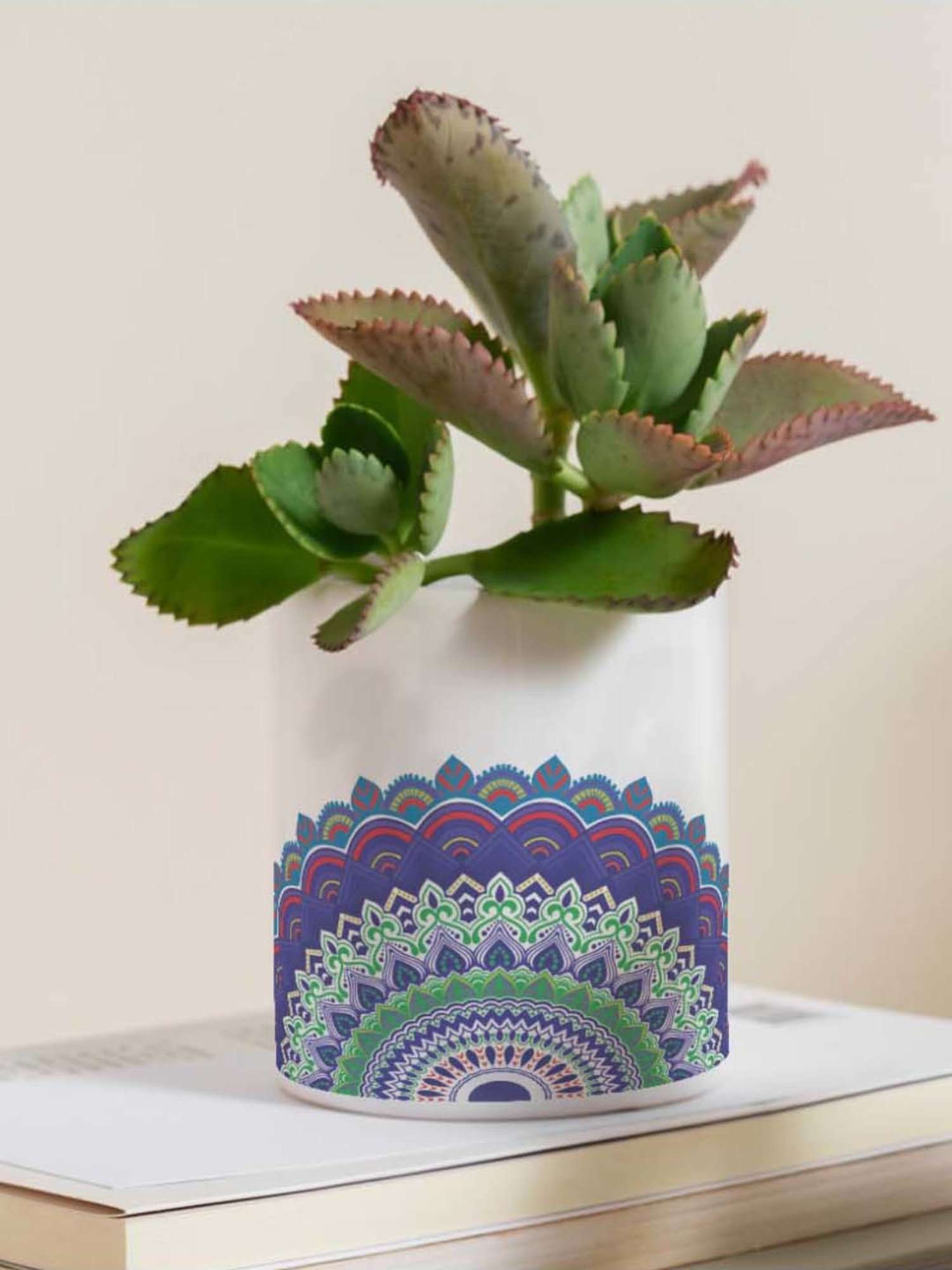 Gathari White & Purple Ceramic Desk Planter