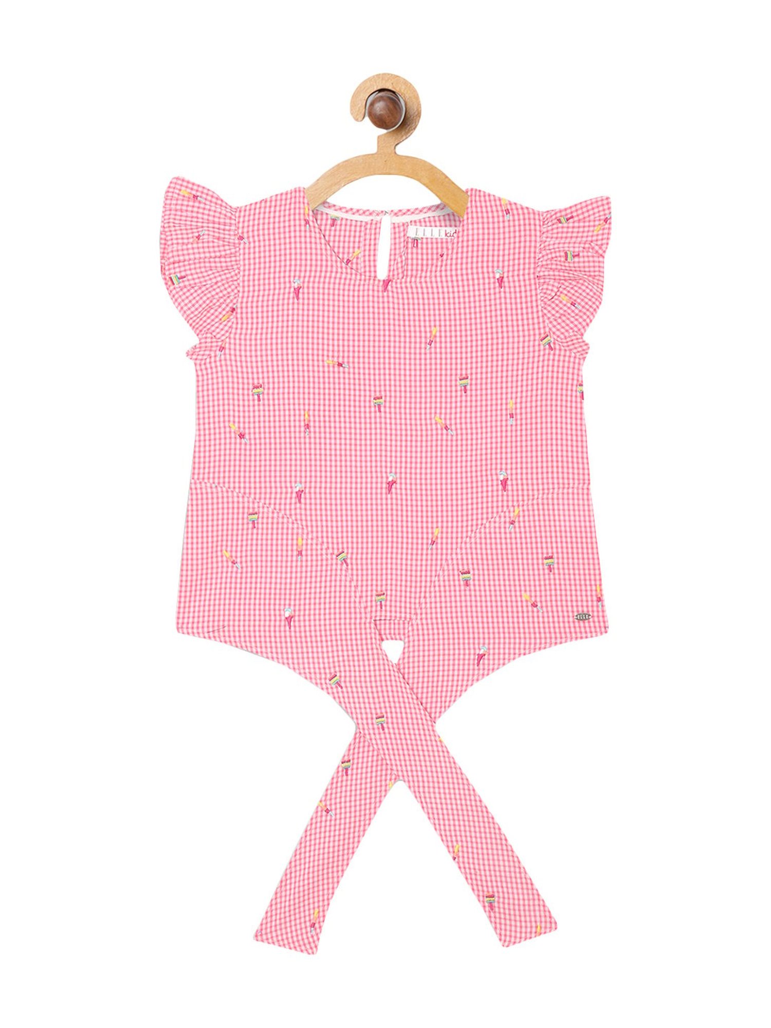 Elle Kids Pink Cotton Embroidered Top