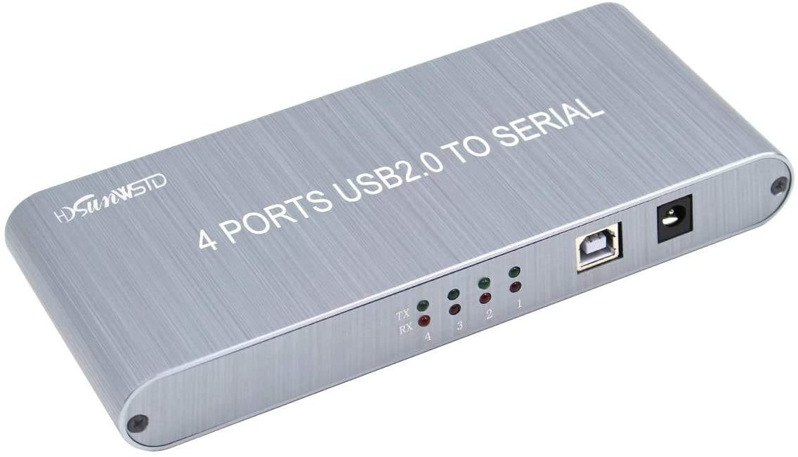 USB to Serial RS232 Adapter 4 Ports DB9 Converter 9-Pin, Converter USB 2.0 to Serial Adapter for Windows 10/8/7/XP/2000/MAC OS
