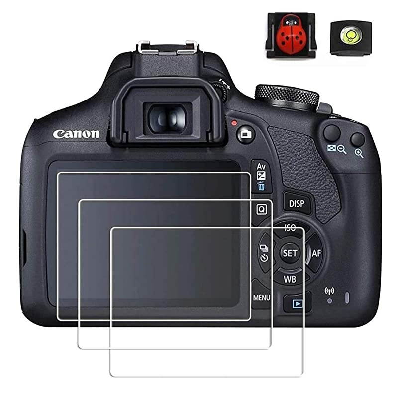 Rebel T7 T6 T5 Screen Protector  Tempered Glass LCD Compatible for Canon EOS 1500D 1300D 1200D Protive Film Cover 3 Pack 9H 03mm UltraThin AntiScrach AntiFingerprint AntiBubble AntiWater 2Hot Shoe Co
