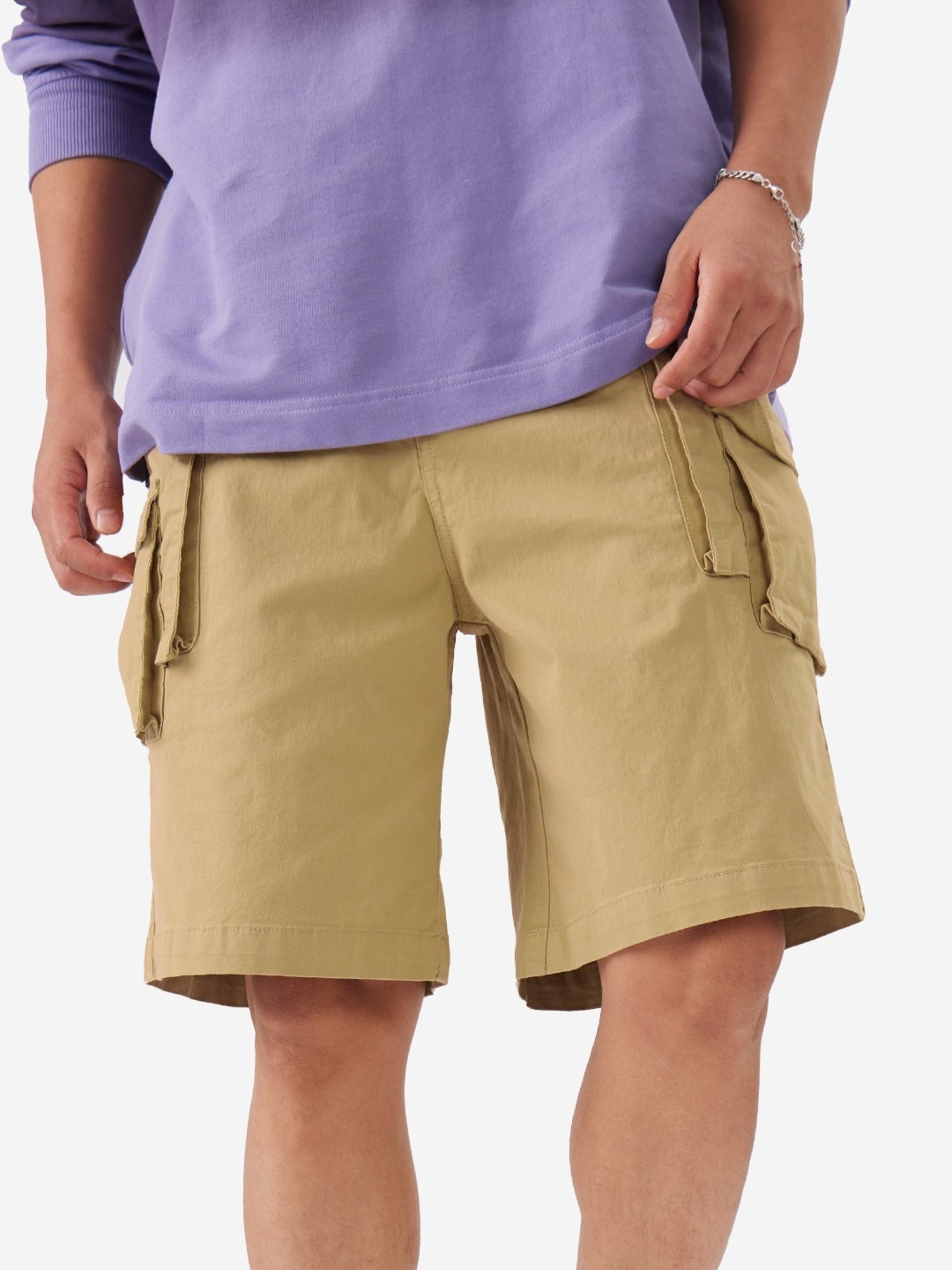 The Souled Store Brown Regular Fit Cargo Shorts