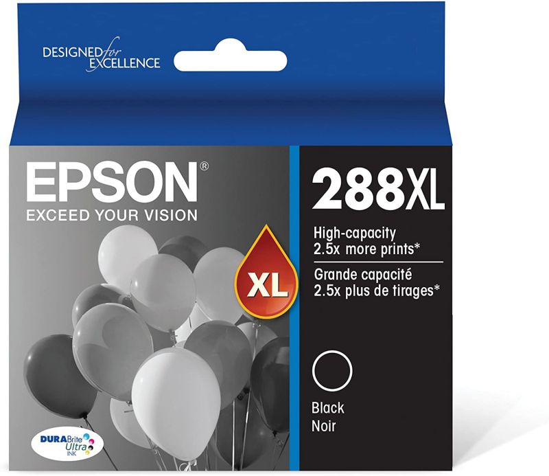 EPSON T288 DURABrite Ultra Ink High Capacity Black Cartridge (T288XL120-S) for select Epson Expression Printers