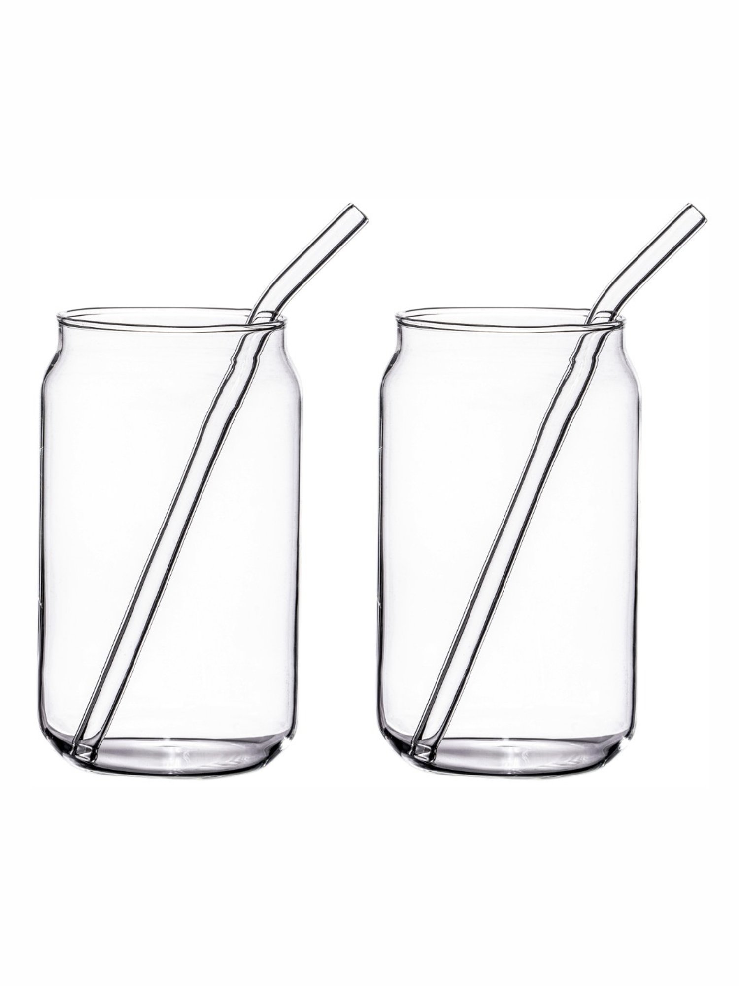 Goodhomes Transparent Glass Mason Jar with Straw - Set of 2