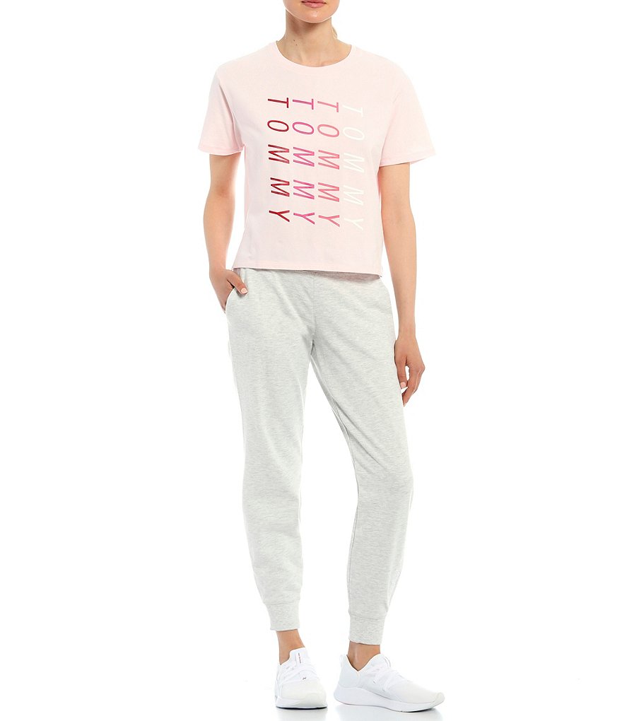 Tommy Hilfiger Sport Cropped Oversized Short Sleeve Vertical Logo Tee