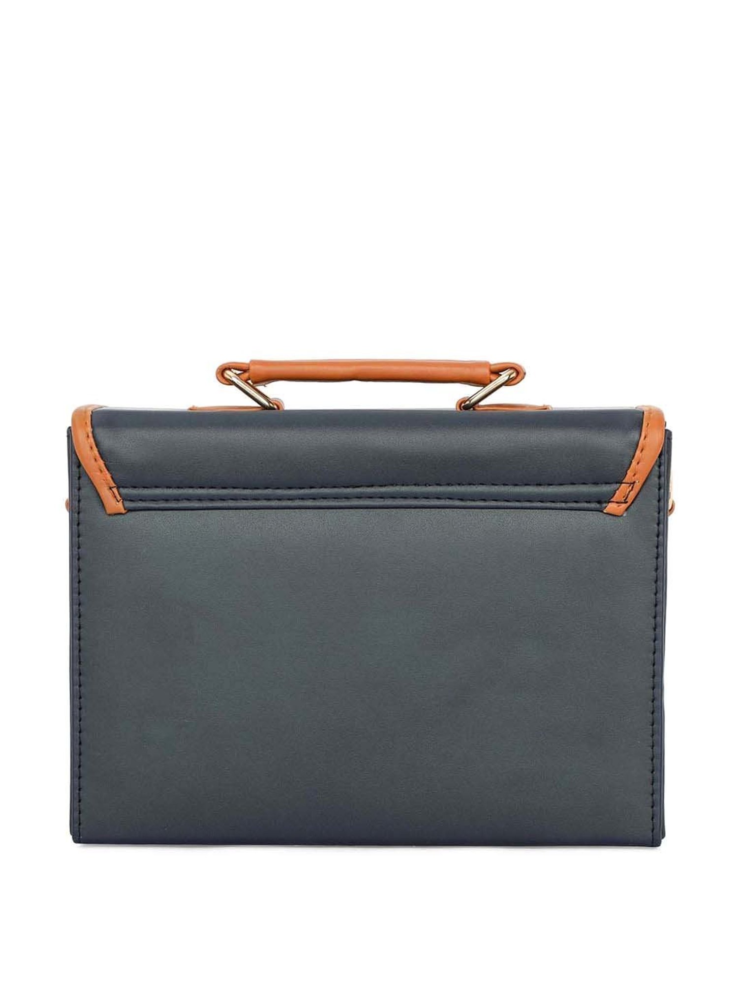 NR by Nidhi Rathi Navy Solid Medium Satchel Handbag