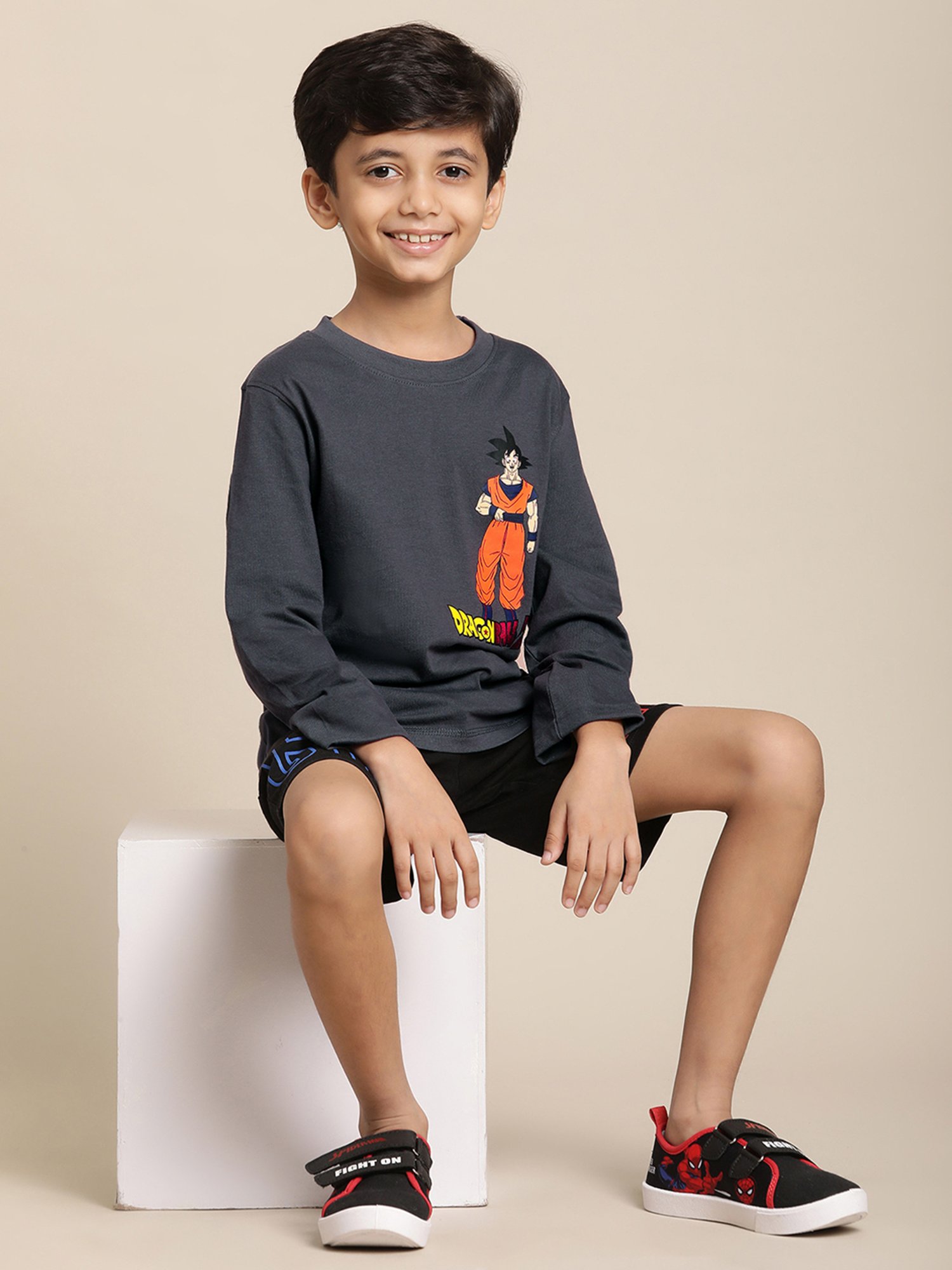 Kidsville Dragon Ball Z Printed Grey Tshirt For Boys