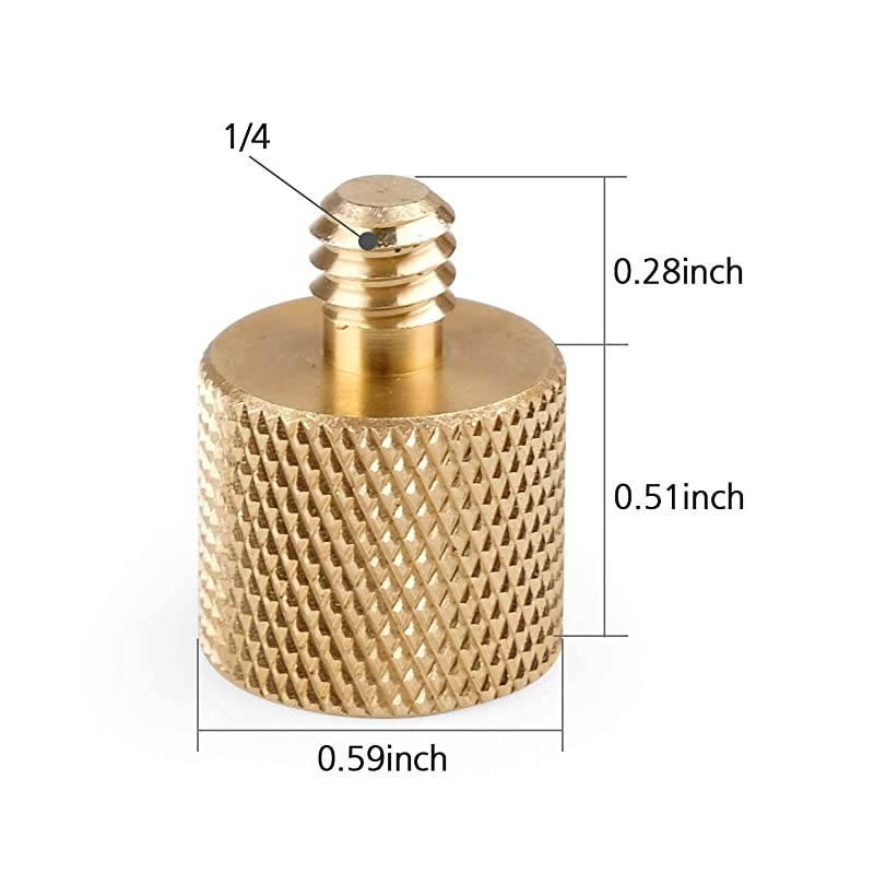 3816 Female to 1420 Male Screw Adapter Tripod Thread Reducer Camera Converter Screw Brass 2Pack