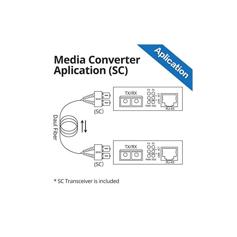 Ethernet Media Converter Single Mode Dual SC Fiber 1000BaseLX to 101001000BaseTx up to 20km Pack of 2