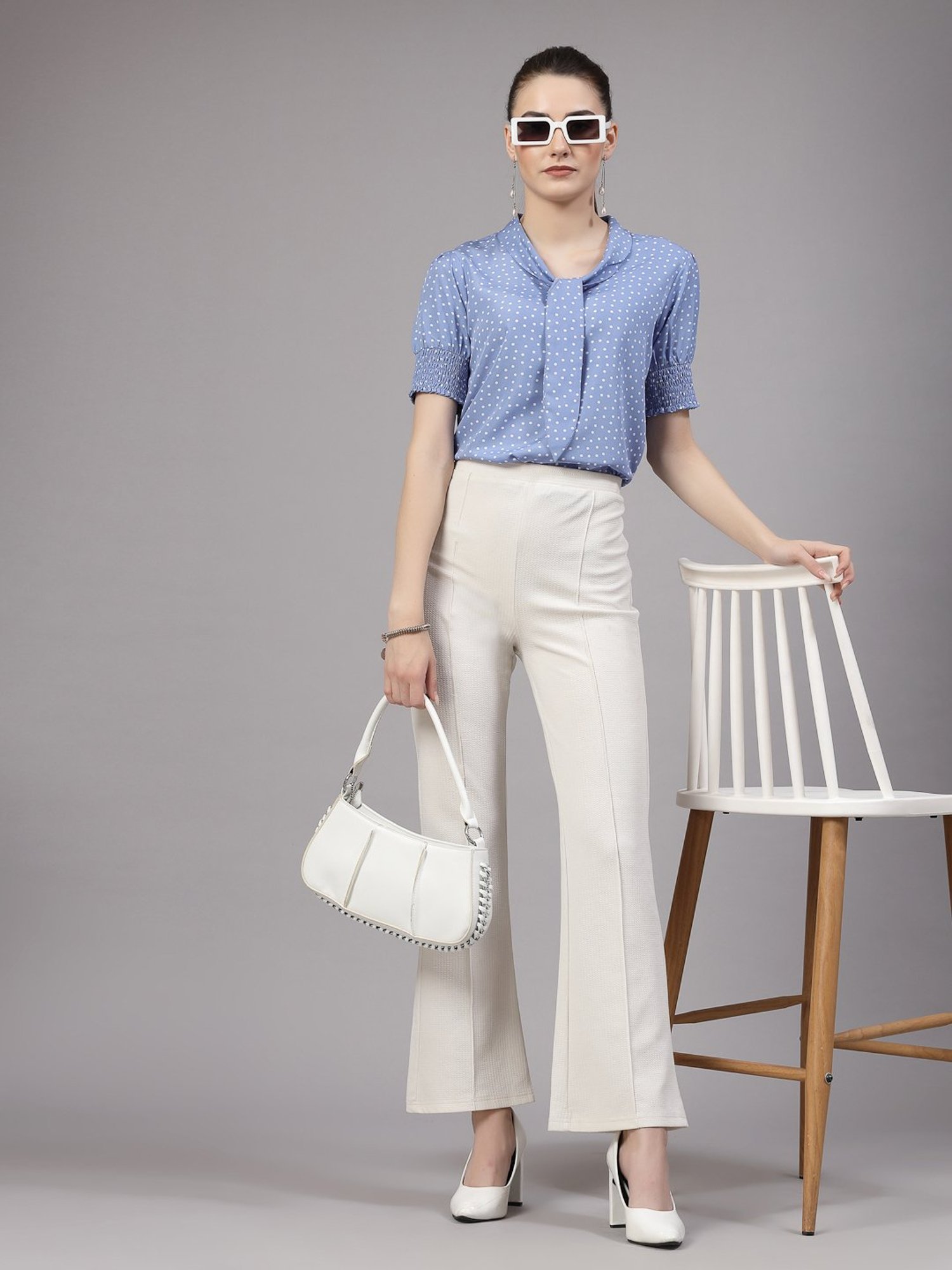 Style Quotient Blue & White Printed Top