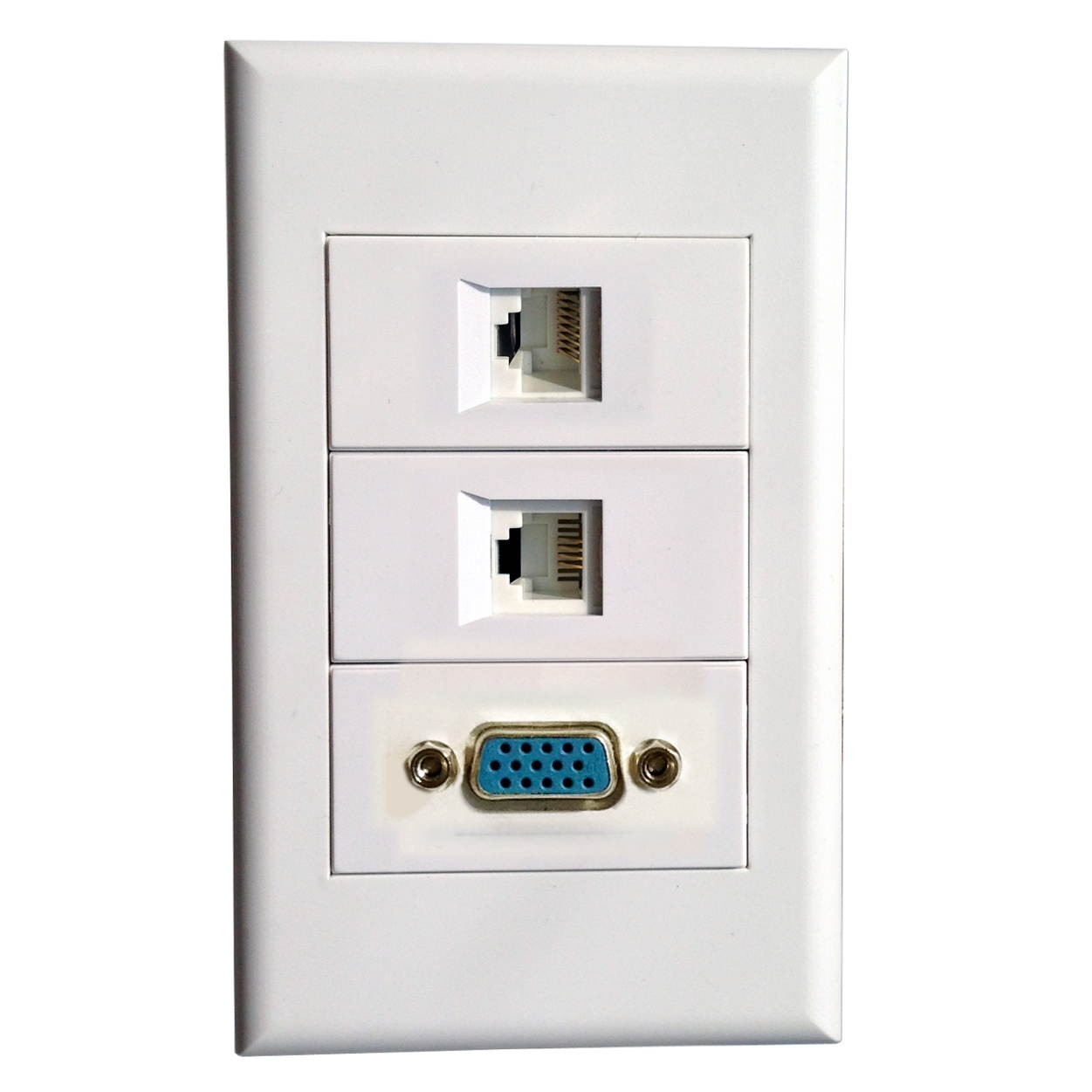Wall Plate with RJ45 + RJ11 + VGA  Modules,Phone Cat 3Keystone Connectors Jack / Plug  Wall Mount Faceplate Cover
