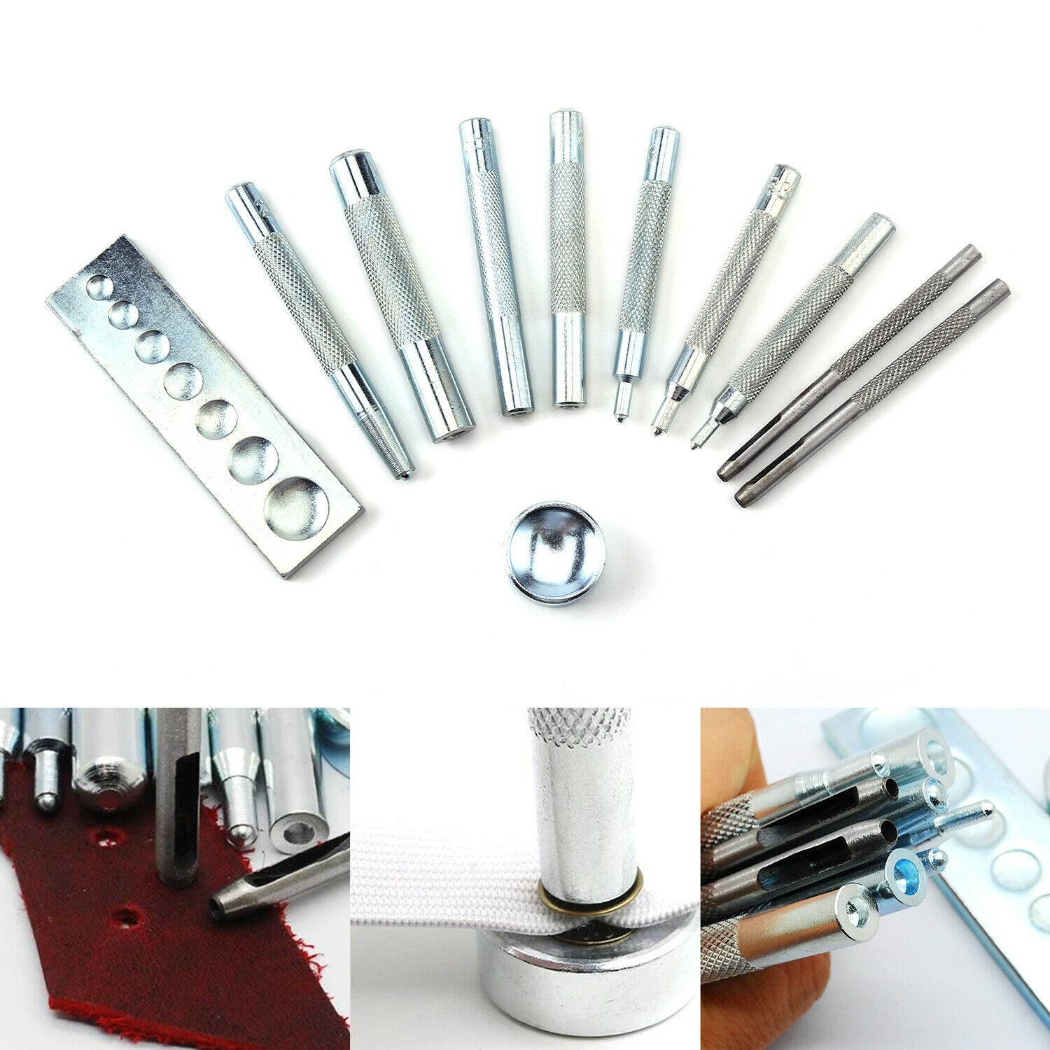10pcs Heavy Duty Leather Hollow Hole Punch Set DIY Craft Hand Tools 0.5-5mm USA