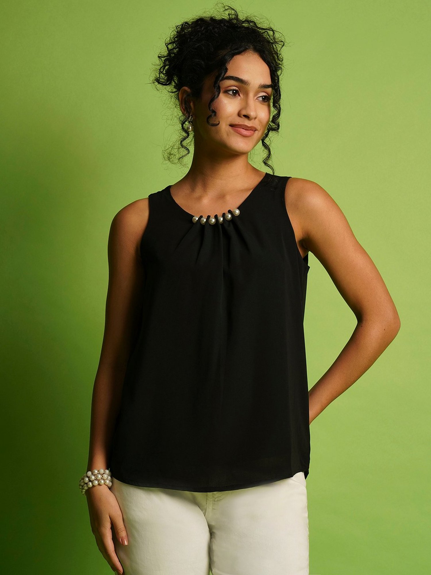 Globus Black Embellished Top