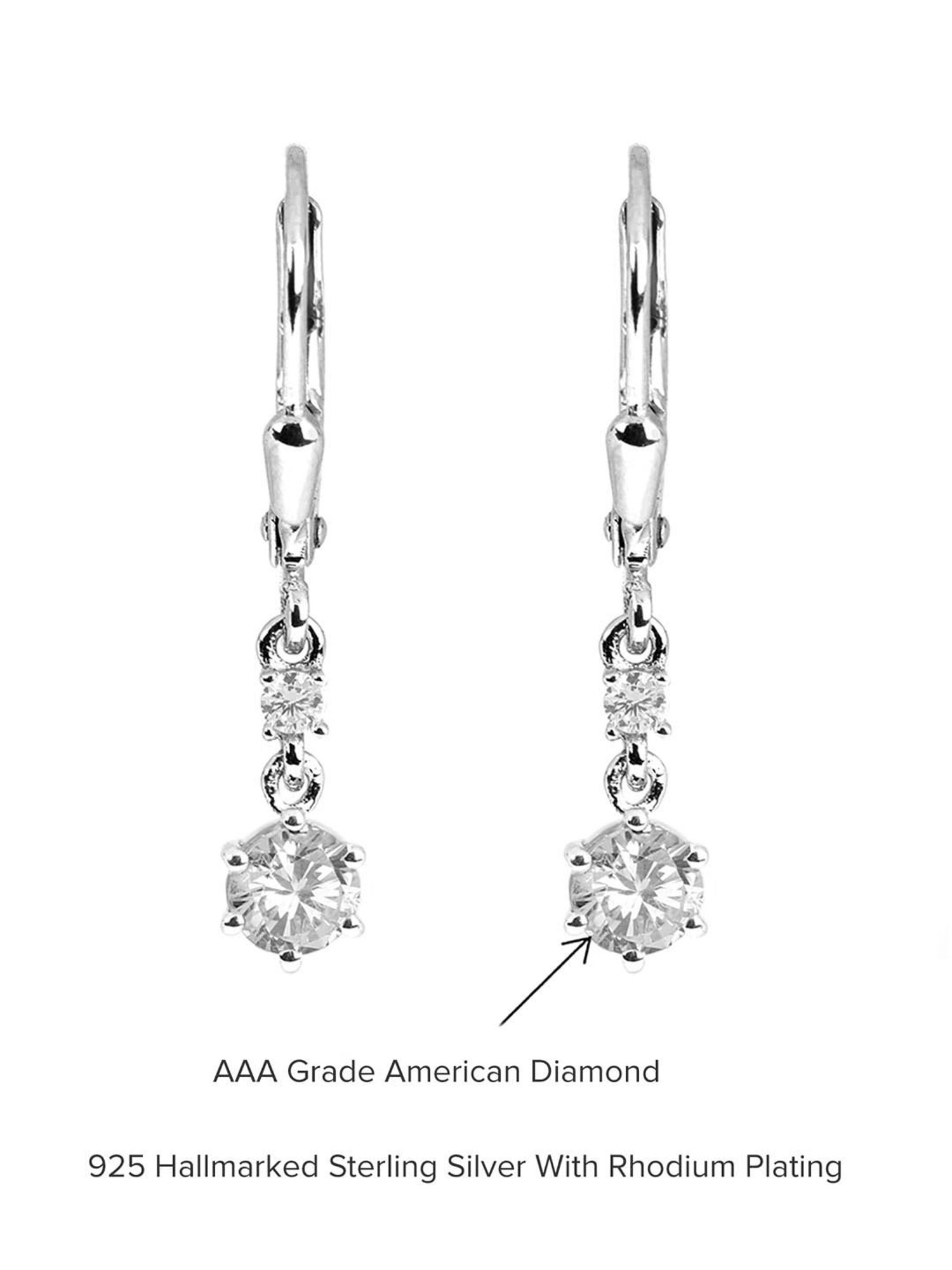 Ornate Jewels 92.5 Sterling Silver Cubic Zirconia Earrings for Women