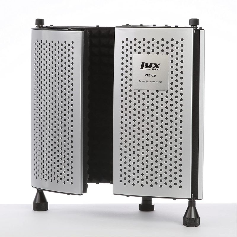 LyxPro VRI-10 Vocal Sound Absorbing Shield For Studio Home And Office Recording Acoustic Isolation Microphone Foam Panel Shield &ndash; Portable And Adjustable Stand Mount or Desktop Use