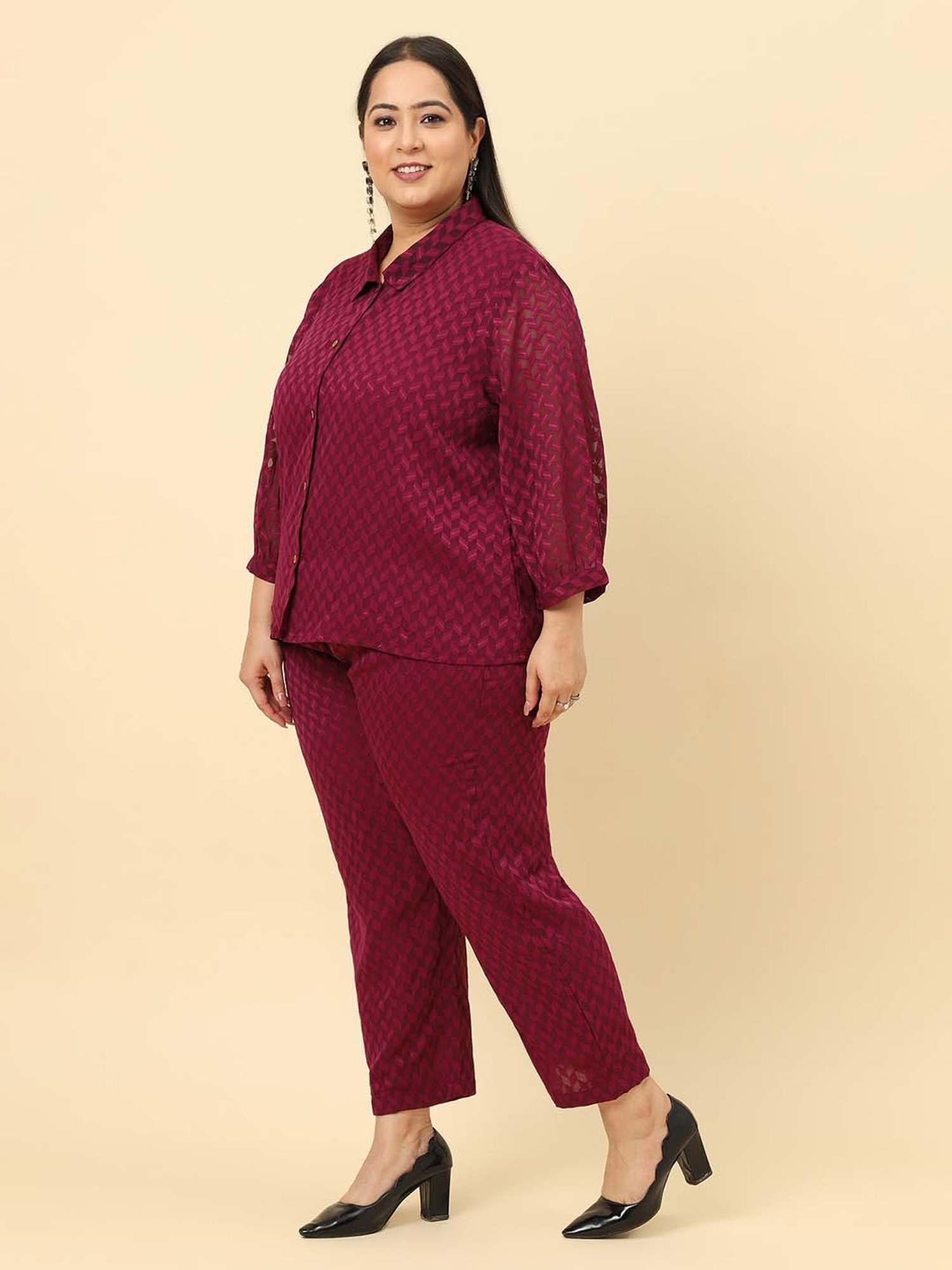 Sringam Purple Printed Shirt Pant Set