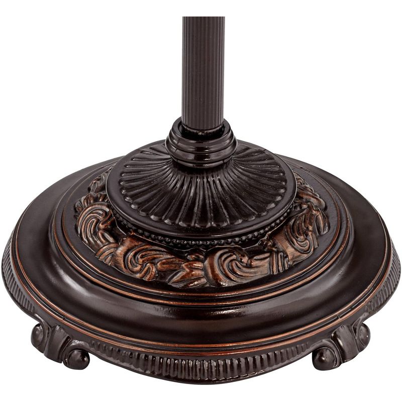 Barnes and Ivy Traditional Floor Lamp 4-Light Lush Bronze Tortoise Glass Font Bell Shade for Living Room Reading Bedroom Office