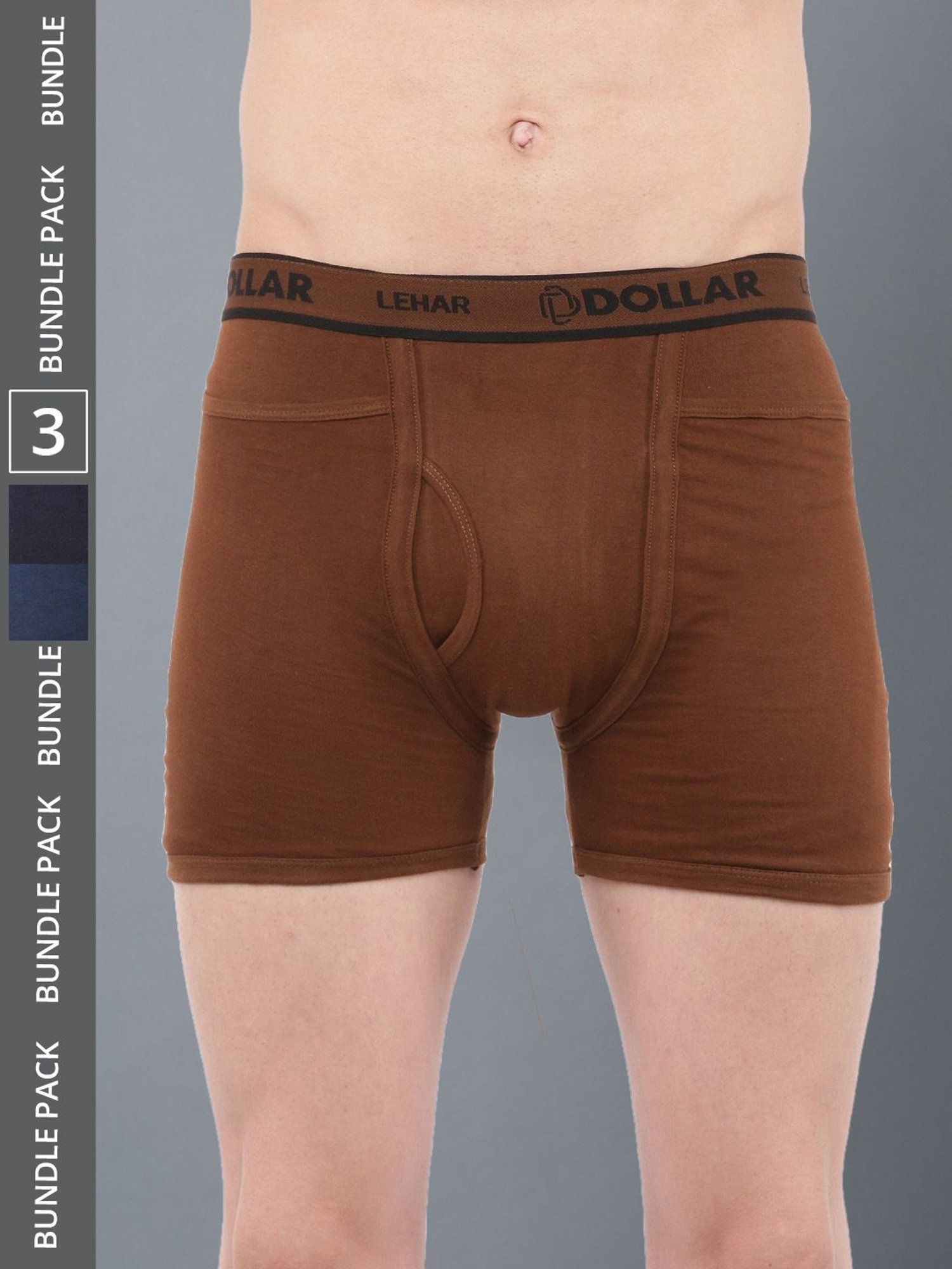 Dollar Lehar Assorted Cotton Regular Fit Trunks - Pack Of 3