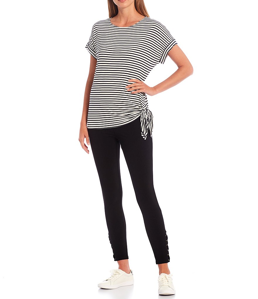 Calvin Klein Knit Pull-On Lacing Hem Detail Leggings