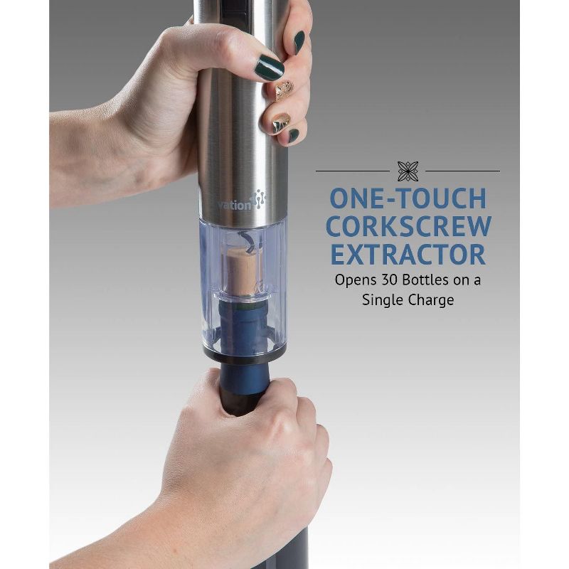 Ivation Wine Gift Set, Includes Stainless Steel Electric Wine Bottle Opener, Wine Aerator, Electric Vacuum Wine Preserver, 2 Bottle Stoppers, Foil Cutter & LED Charging Base