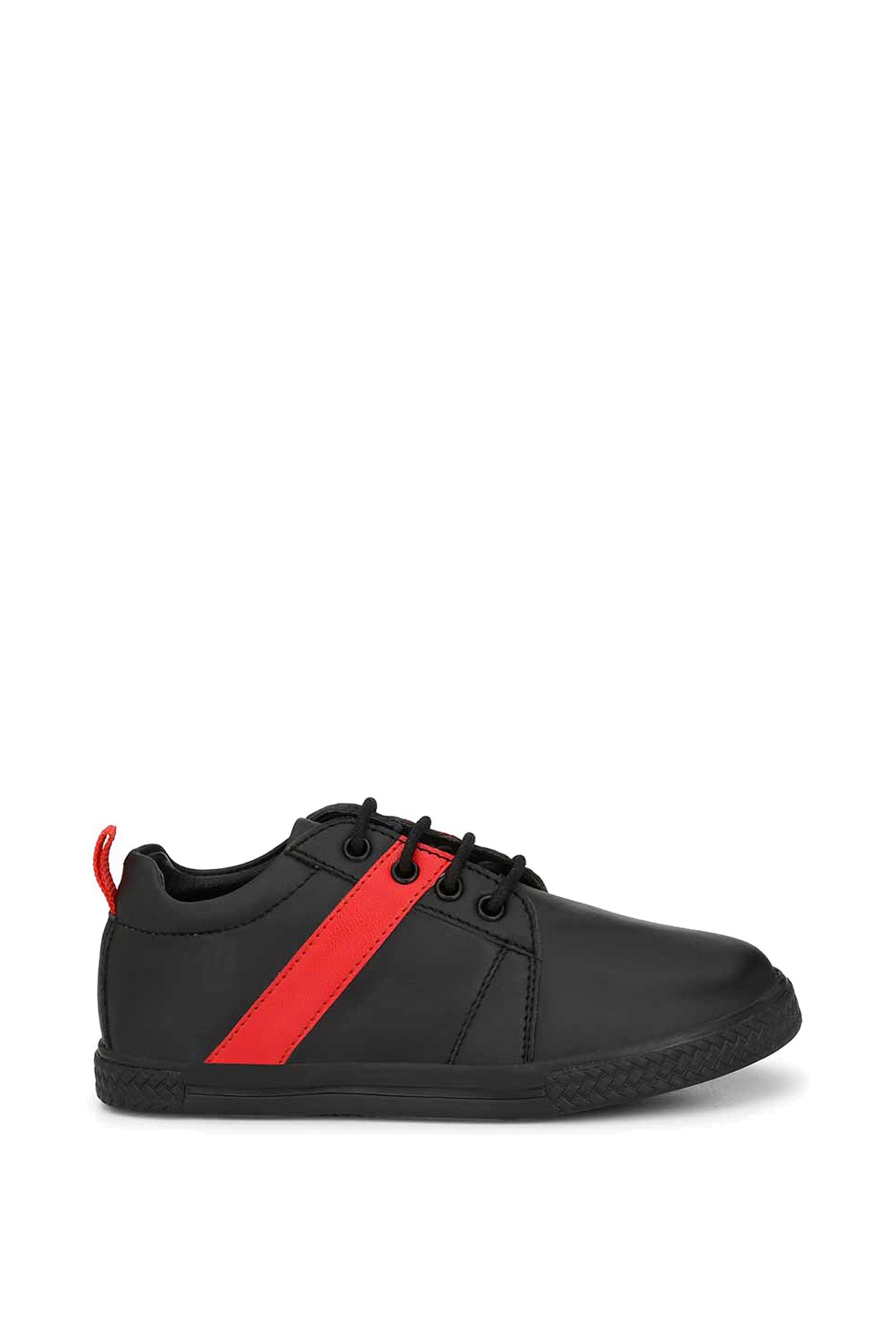 Tuskey Kids Black & Red Leather Sneakers