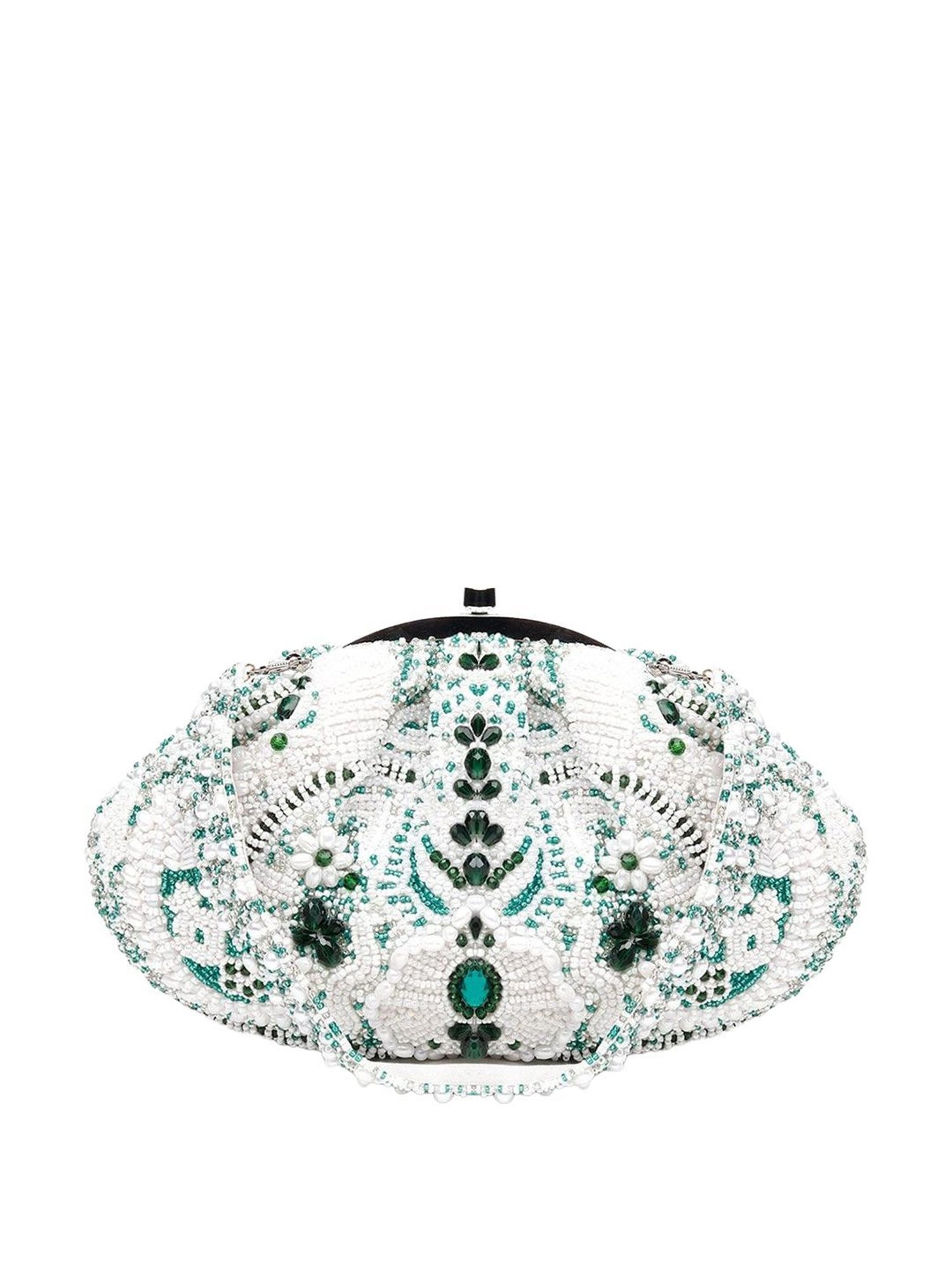 Odette White & Green Embellished Handbag