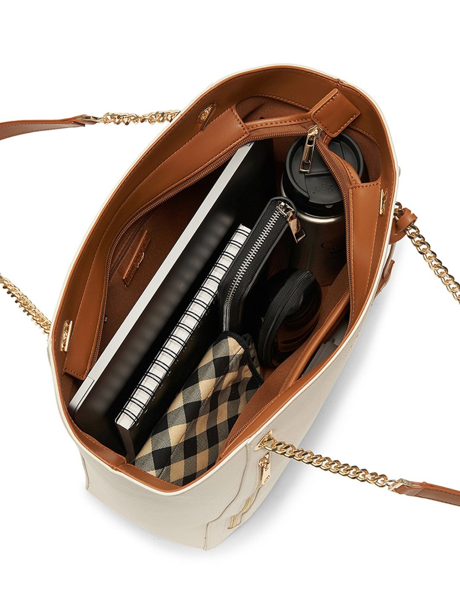 Call It Spring Black Combo Solid Large Tote Handbag