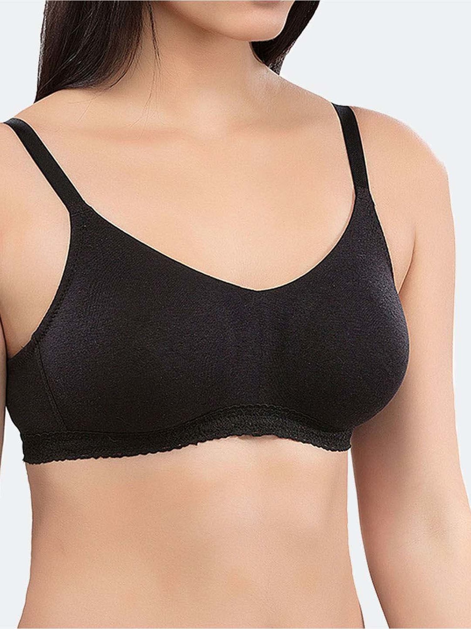 Inner Sense Black Cotton Seamless Bra - Pack Of 3