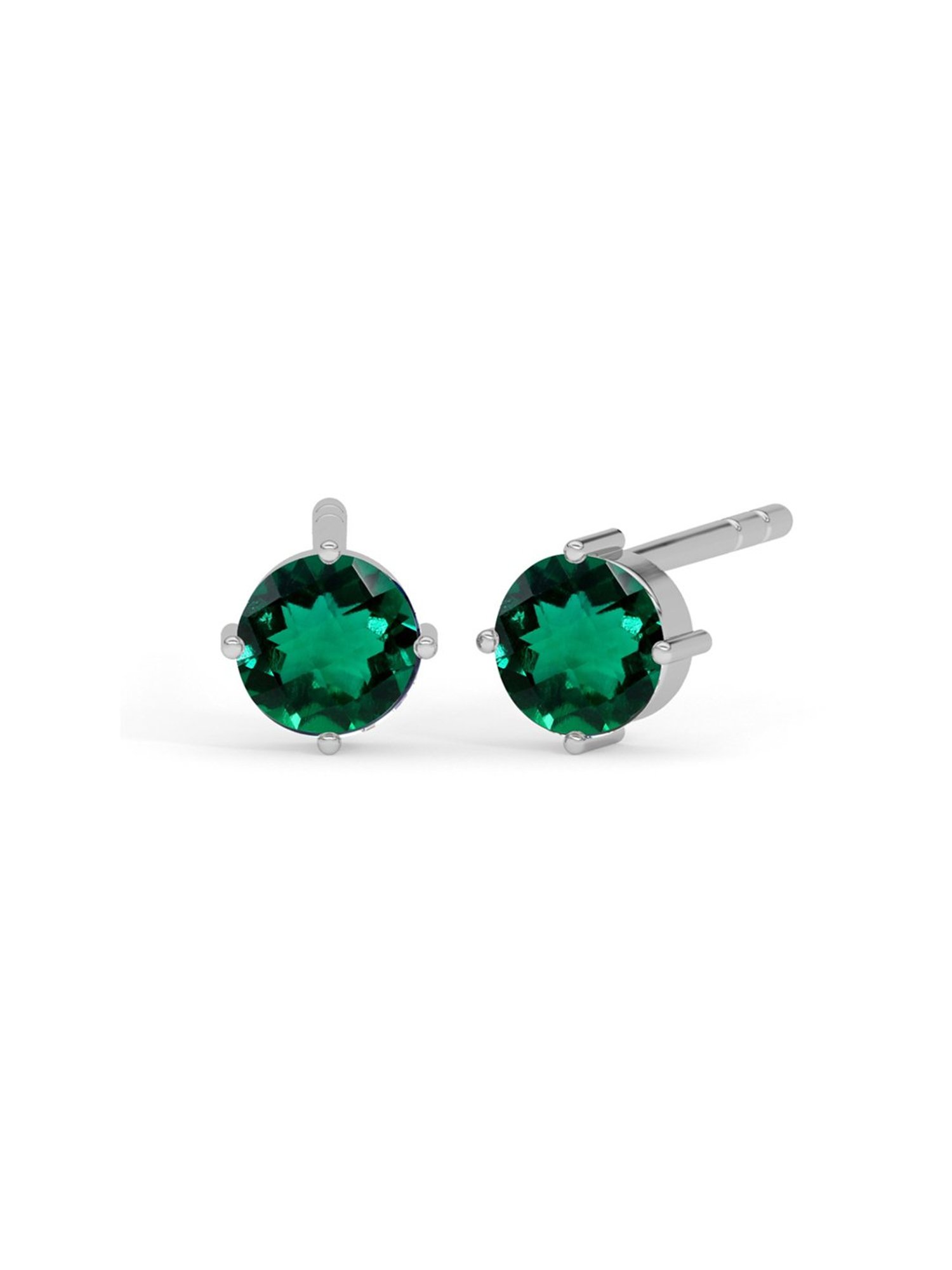 Clara 92.5 Sterling Silver Dark Green Minimal Daily Wear Stud Earrings for Kids Girls
