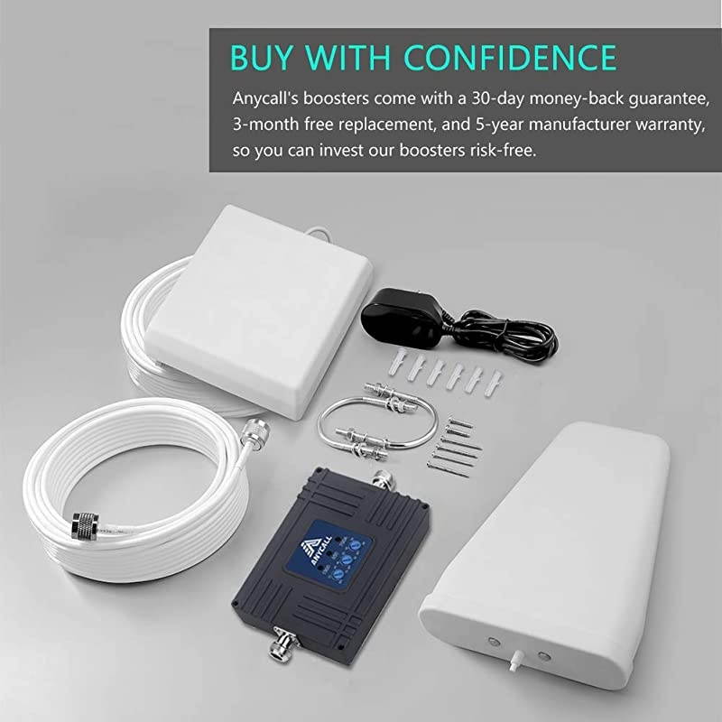 Phone Signal Booster for Home and Office AT&T Verizon T-Mobile Service Booster Band 2/5/12/17 ular Repeater for US Carriers 2G 3G Call and 4G LTE Data - Supports Multiple Devices