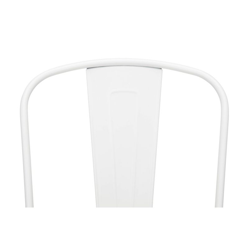 Set of 4 18" Industrial Modern High Back Galvanized Steel Chairs with Solid Ash Wood Seats White/Natural - OFM